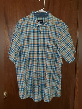 Marmot Short Sleeve Plaid Button Down Shirt Sz Xxl EUC